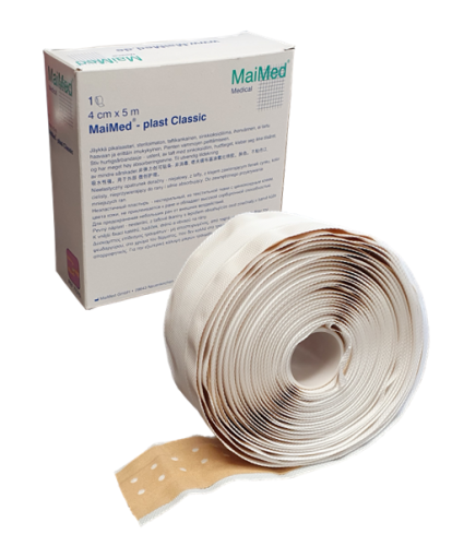 Plaster z opatrunkiem tkaninowy nieelastyczny do cięcia 4 cm x 5 m Plast Classic Maimed