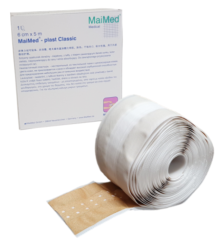 Plaster z opatrunkiem tkaninowy nieelastyczny do cięcia 6 cm x 5 m Plast Classic Maimed
