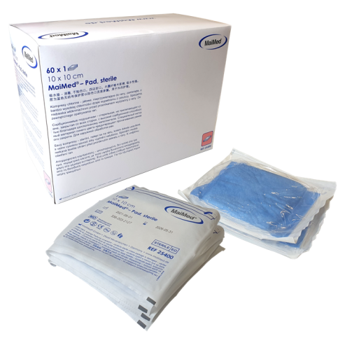 Jałowe kompresy chłonne 10 cm x 10 cm PAD  60 sztuk Maimed