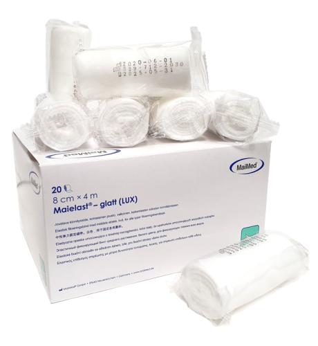 Elastyczne opaski mocujące 8 cm x 4  m bandaż  20 sztuk Glatt Lux Maimed