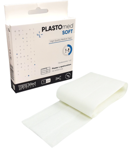 Plaster włókninowy hypoalergiczny z opatrunkiem 8 cm x 1 m  Plastomed Soft