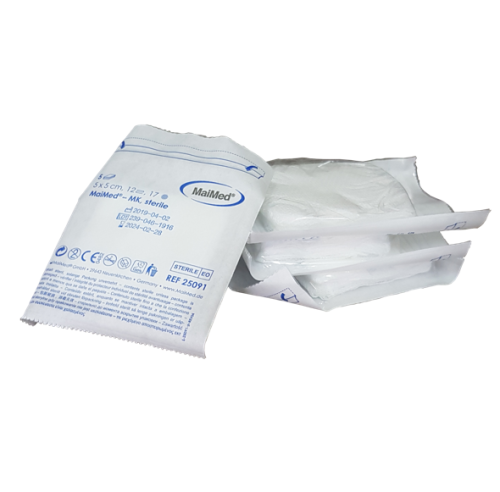 Kompresy jałowe  z gazy  5 cm x 5 cm 12 warstw 17 nitek  10 x 5 sztuk MK Maimed