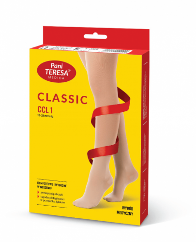 Rajstopy uciskowe Classic CCL1 jasny beż krótkie palce zakryte Pani Teresa Medica 