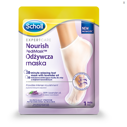 Scholl Nawilżająca maska PediMask z olejkiem lawendowym do stóp 1 para