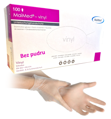 Rękawice winylowe bez pudru 100 sztuk  Maimed