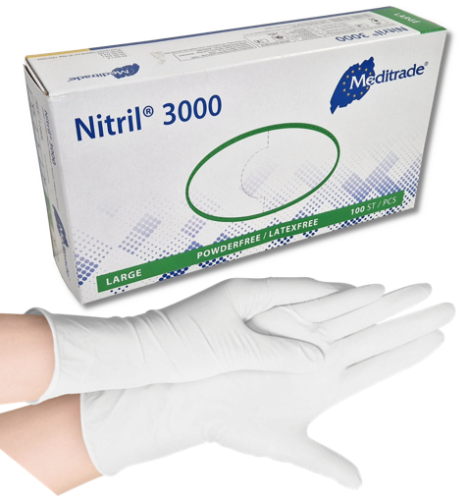 Rękawice nitryl 3000 białe 100 sztuk Meditrade
