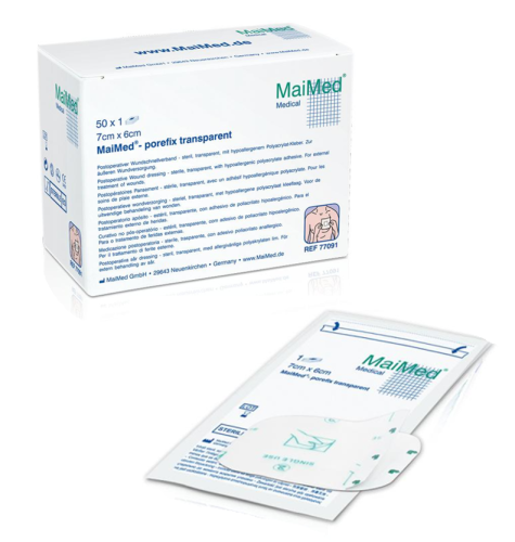 Porefix Jałowe transparentne plastry pooperacyjne  6x7 cm 50 sztuk Maimed 