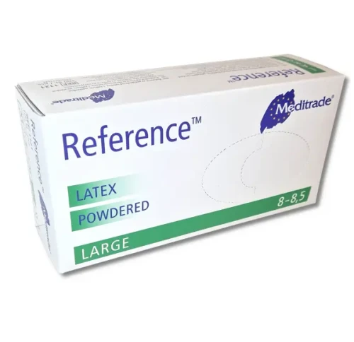 Rękawice latex pudrowane L Meditrade.webp