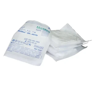 Kompresy jałowe  z gazy  5 cm x 5 cm 8 warstw 17 nitek  1 x 5 sztuk MK Maimed