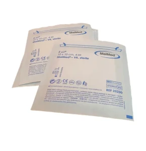 Kompresy włókninowe jałowe 10 cm x 10 cm  4 warstwy 1 x 2 sztuki VK  Maimed